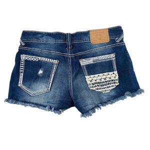 Amethyst Jeans Macrame Frayed Denim Shorts Beach Coastal Vacation Summer